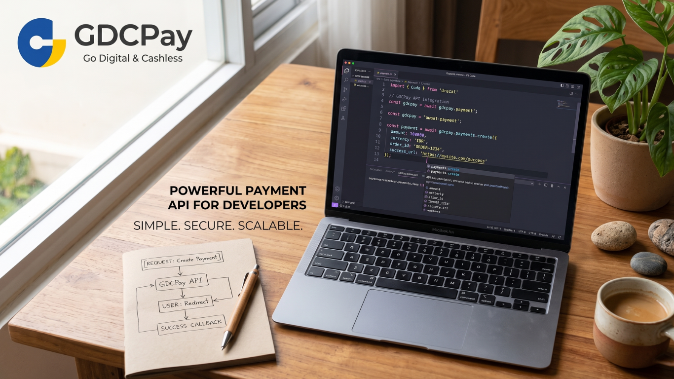 Dokumentasi dan panduan integrasi API payment gateway GDCPay yang dirancang khusus untuk kemudahan developer.