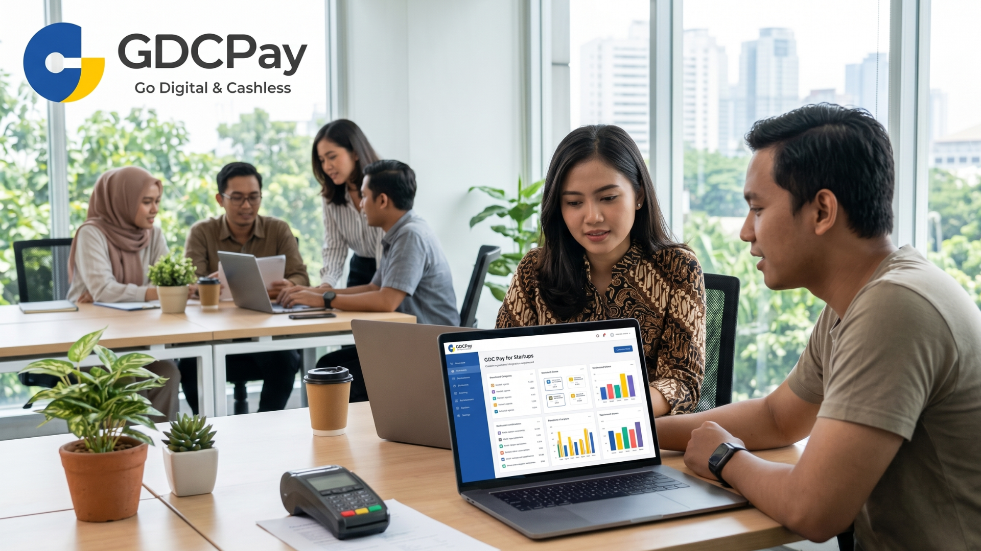 Ilustrasi startup menggunakan payment gateway untuk menerima pembayaran digital dari pelanggan