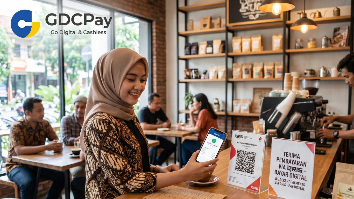 lustrasi QRIS payment gateway dengan QRIS Payment Gateway API, Open API QRIS, Merchant QRIS online, dan dashboard transaksi bisnis