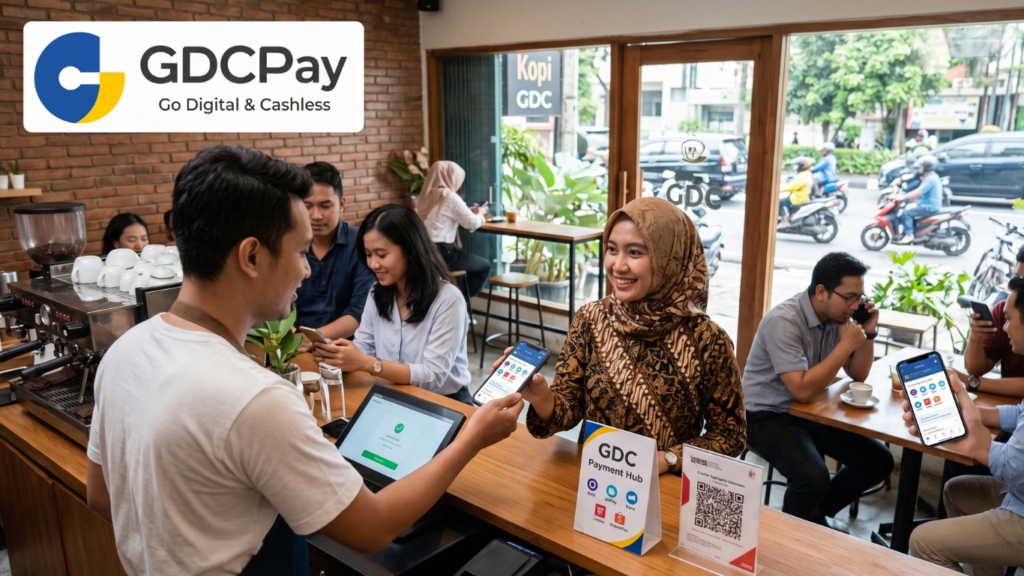 Ilustrasi recurring billing system dengan dashboard subscription billing, recurring payment gateway, QRIS All Payment, dan aplikasi QRIS Merchant