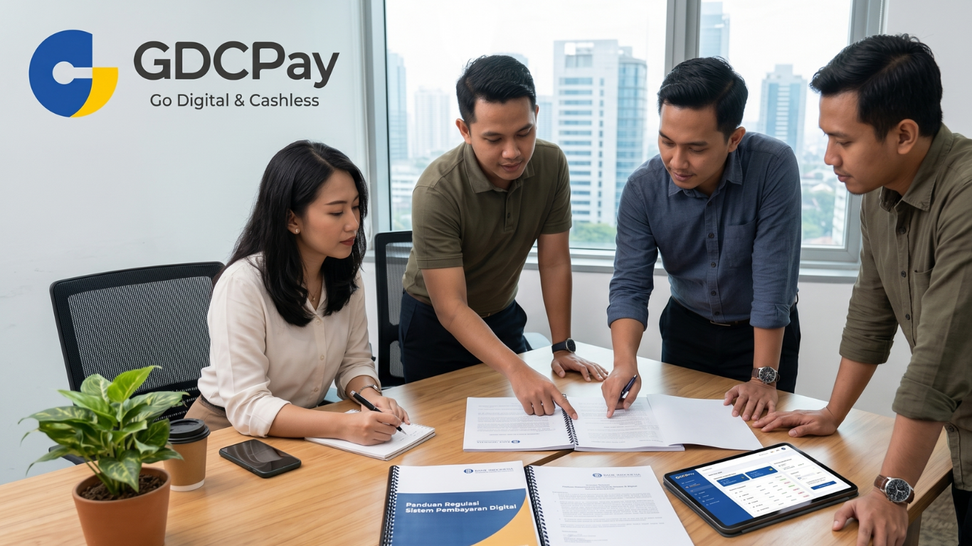 Ilustrasi regulasi Bank Indonesia tentang sistem pembayaran, QRIS Bisnis, payment gateway QRIS API, dan aplikasi pembayaran QRIS merchant